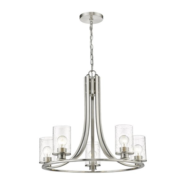 Z-Lite Beckett 5 Light Chandelier, Brushed Nickel And Clear Seedy 492-5BN
